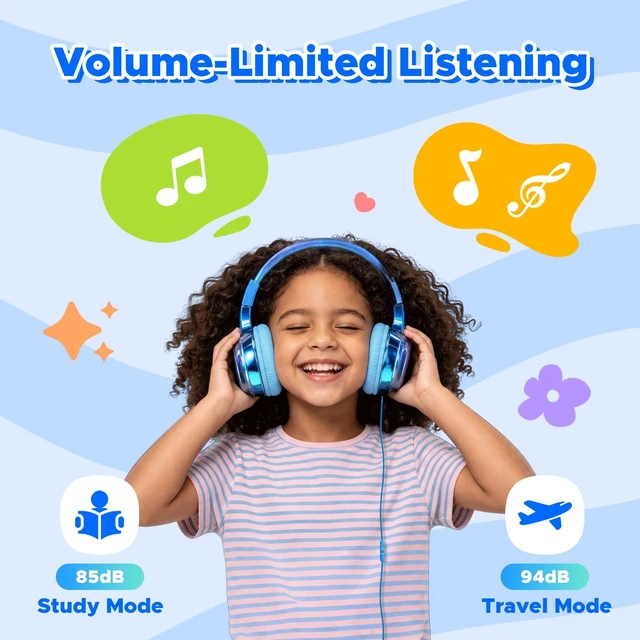 Alt view image 2 of 5 - Owliwise Kids Headphones with Cord with Mic, 85/94dB Safe Volume Limit