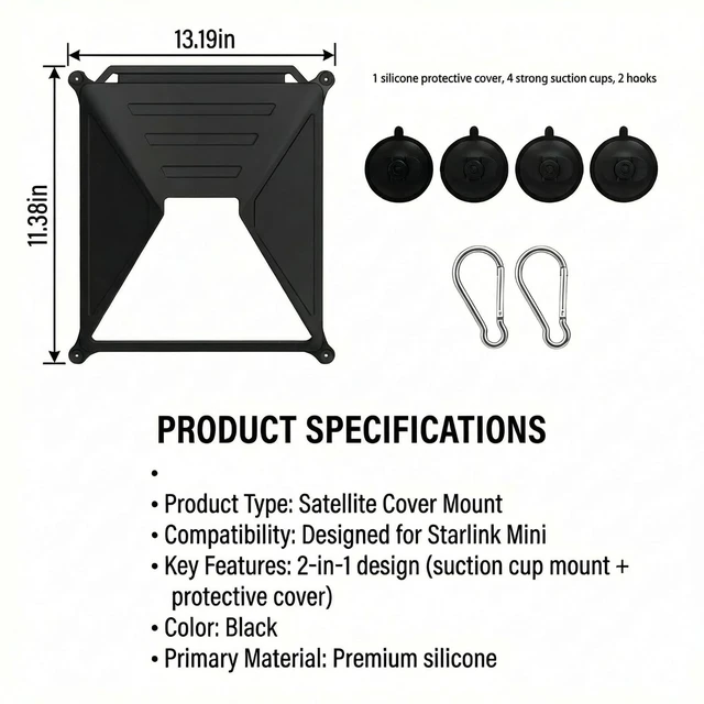 Alt view image 2 of 5 - Starlink Mini Mount, Suction Cup Car Sunroof Window Mount, Silicone Case