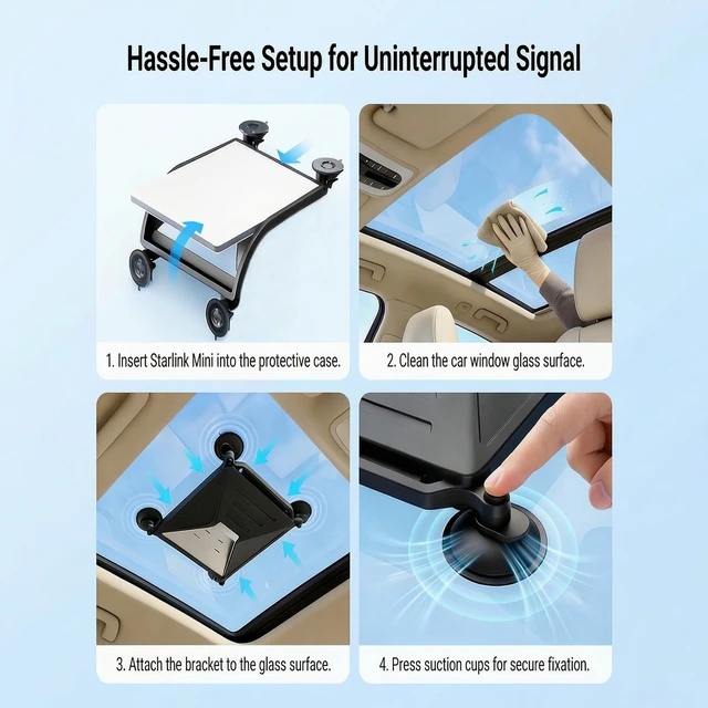 Alt view image 5 of 5 - Starlink Mini Mount, Suction Cup Car Sunroof Window Mount, Silicone Case