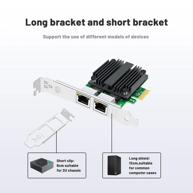 Alt view image 4 of 5 - Lidkew Network Card with Intel I225-V Chip Dual Ports,2.5G PCIE X1 Network Adapter LAN NIC Card 2 RJ45 Ports Ethernet Adapter for Server,Support Windows 11/10 Windows Server 2022