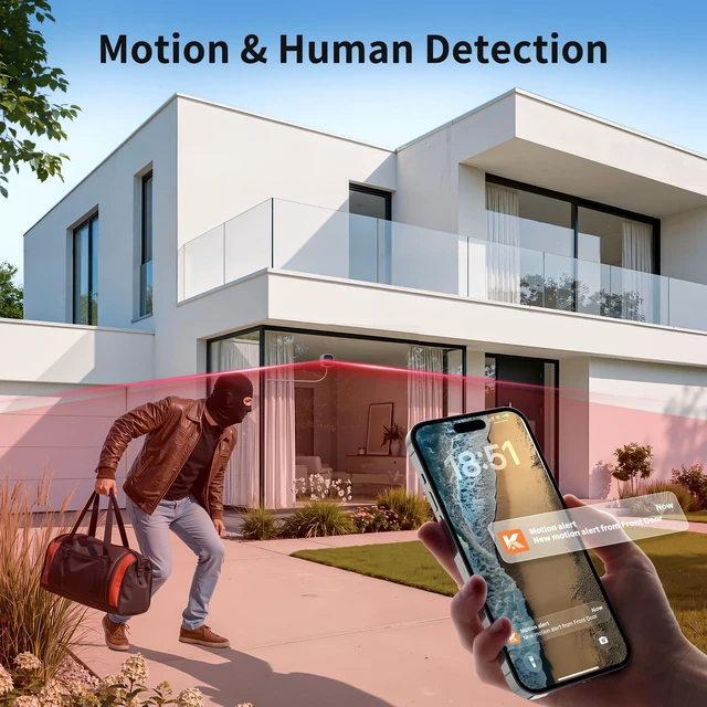 Alt view image 5 of 5 - 2K No-Drill Window Camera 4 Pack, 2.4GHz & 5GHz WiFi Window Cameras for Home Security, Anti-Glare, Magnetic Mounted, Color Night Vision, 24/7 Recording, Human & Motion Detection, Works with Alexa