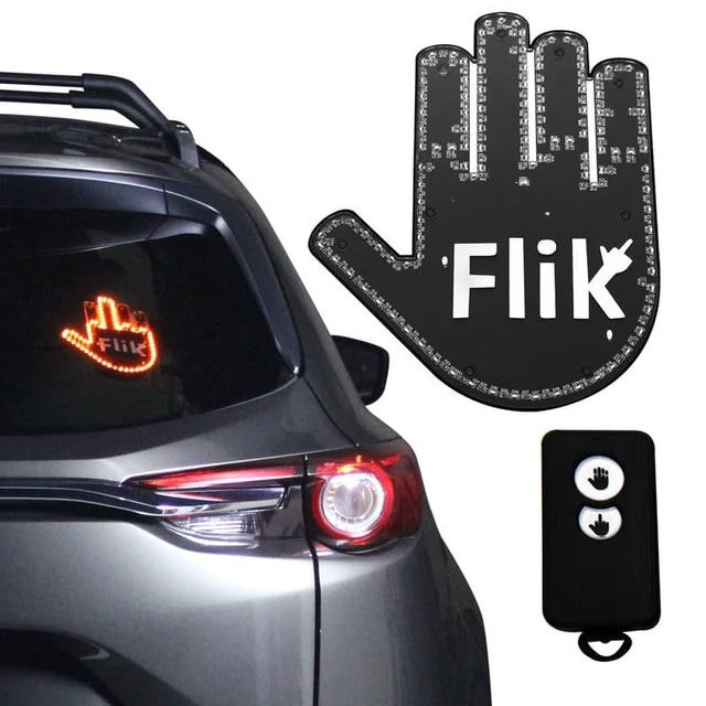 Main image of FLIK - THE ORIGINAL Middle Finger Light - Give The Bird & Wave to Drivers - Hottest Gifted Car Accessories, Truck Accessories Car Gadgets Road Rage Signs for Men, Women, Teens - Funny Back Window Sign