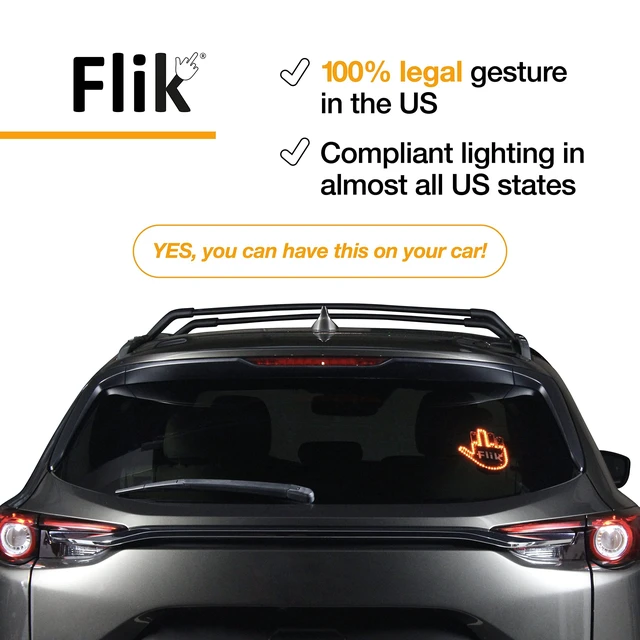 Alt view image 2 of 5 - FLIK - THE ORIGINAL Middle Finger Light - Give The Bird & Wave to Drivers - Hottest Gifted Car Accessories, Truck Accessories Car Gadgets Road Rage Signs for Men, Women, Teens - Funny Back Window Sign