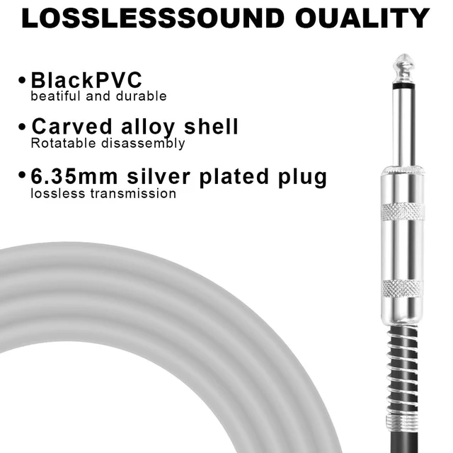 Alt view image 3 of 5 - HixYaxi USB Guitar Cable USB to 6.35mm 1/4 Inch TS Audio Cable Guitar to Pc Interface for Instruments Recording Electric Guitar Cord 1/4 Inch Instrument Cable for Guitar, Bass and More - 10FT/3.1M