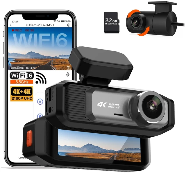 Main image of Syayhti 4K+4K Dash Cam Front and Rear, 5.8GHz WiFi 6 Dash Camera for Cars, 170 Ultra Wide Angle, 3.19" IPS Screen, 24H Parking Mode, Free 32GB Card, Night Vision, G-Sensor & Emergency Lock