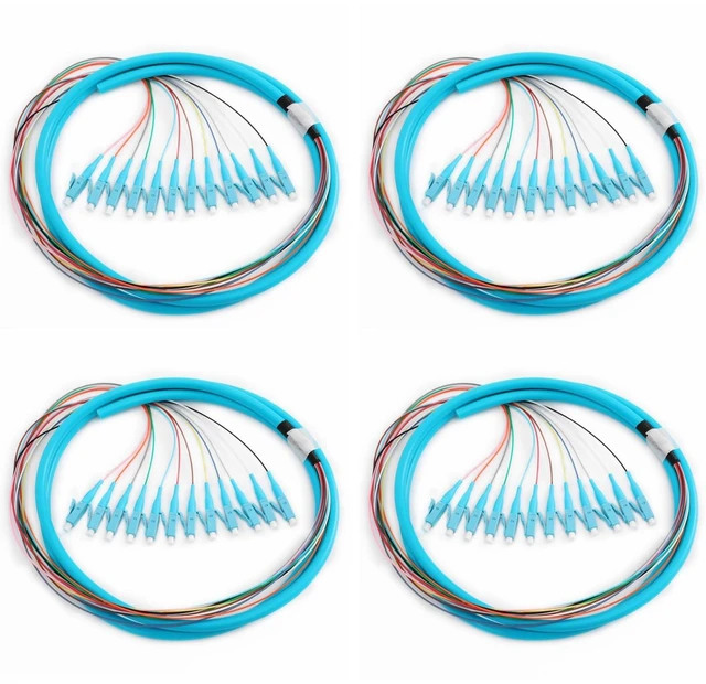 Main image of GESD 4 Pack LC-OM3 12 Pigtail 12 Strand Multimode OM3/OM4 50/125 LC-UPC Fiber Pigtail, 1.5 Meter 4 Pcs