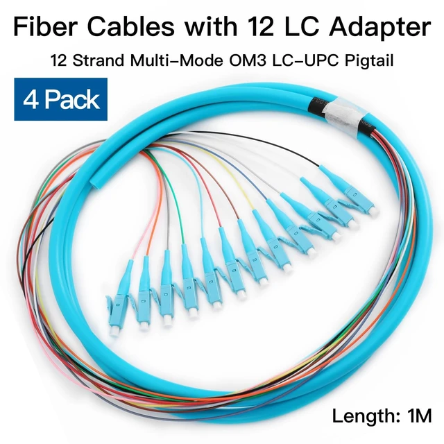 Alt view image 2 of 5 - GESD 4 Pack LC-OM3 12 Pigtail 12 Strand Multimode OM3/OM4 50/125 LC-UPC Fiber Pigtail, 1.5 Meter 4 Pcs
