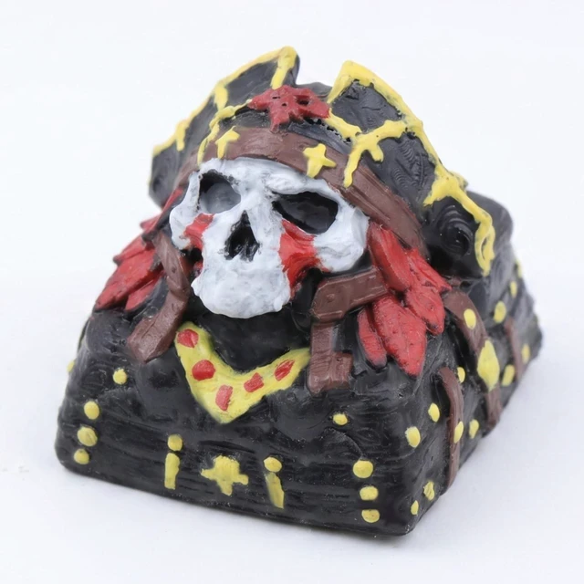 Main image of WEDIWALL Handmade Pirate Skull Captain Artisan Keycap - Hand-Painted Skeleton Warrior Custom Resin Keycap for Mechanical Keyboards, Universal Cherry MX Switch Compatible Accent Key (ESC Key)