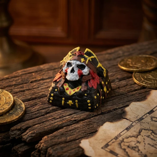 Alt view image 5 of 5 - WEDIWALL Handmade Pirate Skull Captain Artisan Keycap - Hand-Painted Skeleton Warrior Custom Resin Keycap for Mechanical Keyboards, Universal Cherry MX Switch Compatible Accent Key (ESC Key)