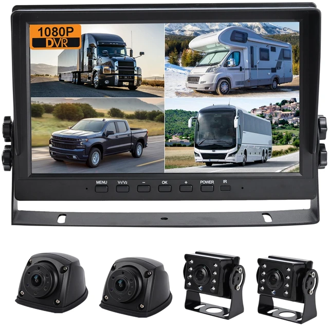 Main image of CAMSLEAD 10" Car Backup Camera Monitor CCTV, DVR Recorder, RV Backup Camera System, 4 x AHD 1080P Rear View Camera, Waterproof IR Crystal Night Vision, Rriving Recorder for Truck Trailer Camper RV