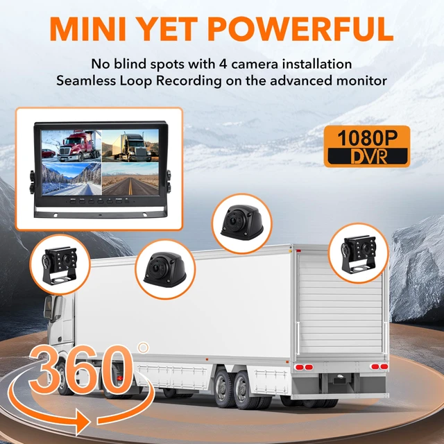 Alt view image 3 of 5 - CAMSLEAD 10" Car Backup Camera Monitor CCTV, DVR Recorder, RV Backup Camera System, 4 x AHD 1080P Rear View Camera, Waterproof IR Crystal Night Vision, Rriving Recorder for Truck Trailer Camper RV