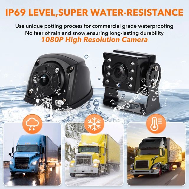 Alt view image 4 of 5 - CAMSLEAD 10" Car Backup Camera Monitor CCTV, DVR Recorder, RV Backup Camera System, 4 x AHD 1080P Rear View Camera, Waterproof IR Crystal Night Vision, Rriving Recorder for Truck Trailer Camper RV