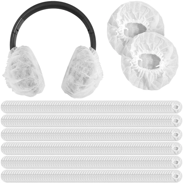 Main image of 600 Pcs Disposable Headphone Covers, Non-Woven Sanitary Headphone Hygiene Covers for Most On Ear Headphones (8-13cm) Ideal for Gyms, Salons, Call Centers & Shared Headsets, White