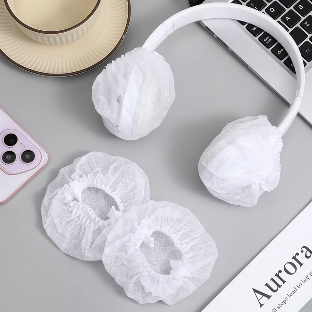 Alt view image 4 of 5 - 600 Pcs Disposable Headphone Covers, Non-Woven Sanitary Headphone Hygiene Covers for Most On Ear Headphones (8-13cm) Ideal for Gyms, Salons, Call Centers & Shared Headsets, White