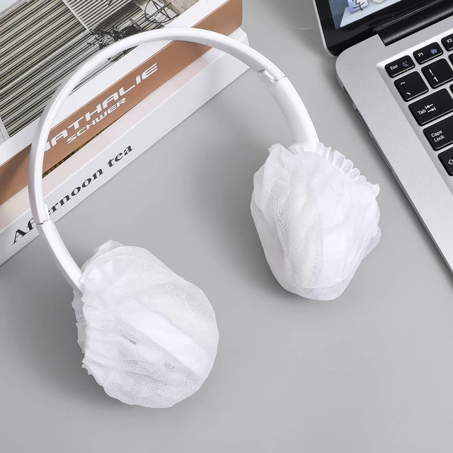 Alt view image 5 of 5 - 600 Pcs Disposable Headphone Covers, Non-Woven Sanitary Headphone Hygiene Covers for Most On Ear Headphones (8-13cm) Ideal for Gyms, Salons, Call Centers & Shared Headsets, White