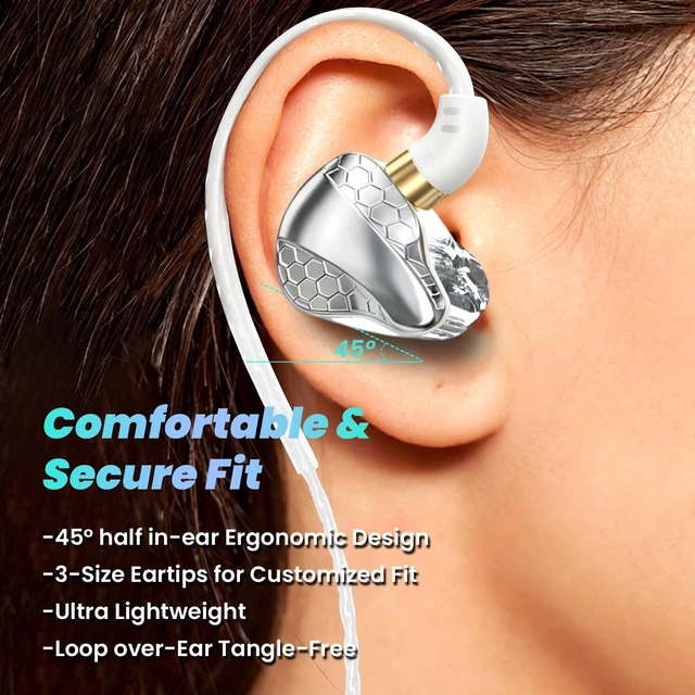 Alt view image 5 of 5 - YOUWEIQU Wired Earbuds for Gaming with Mic, HiFi Fixed Cable,Silver