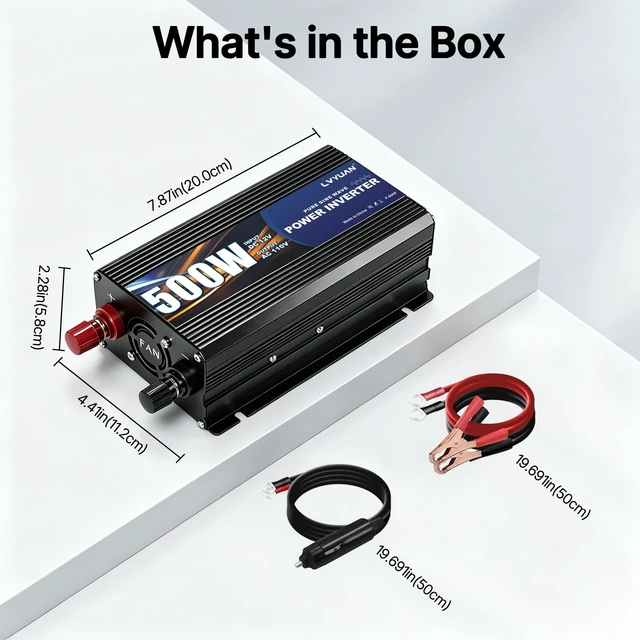 Alt view image 2 of 5 - LVYUAN 500W Pure Sine Wave Power Inverter 12V DC to 110V/120V