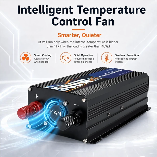 Alt view image 5 of 5 - LVYUAN 500W Pure Sine Wave Power Inverter 12V DC to 110V/120V