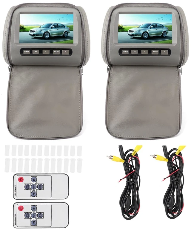 Main image of Natudeco 2pcs 7in HD Car Headrest LCD Video Player DVD Monitor Display with Zipper Closure Cover Remote Control MP5 Display Gray
