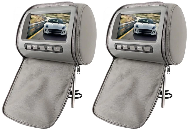 Alt view image 2 of 5 - Natudeco 2pcs 7in HD Car Headrest LCD Video Player DVD Monitor Display with Zipper Closure Cover Remote Control MP5 Display Gray