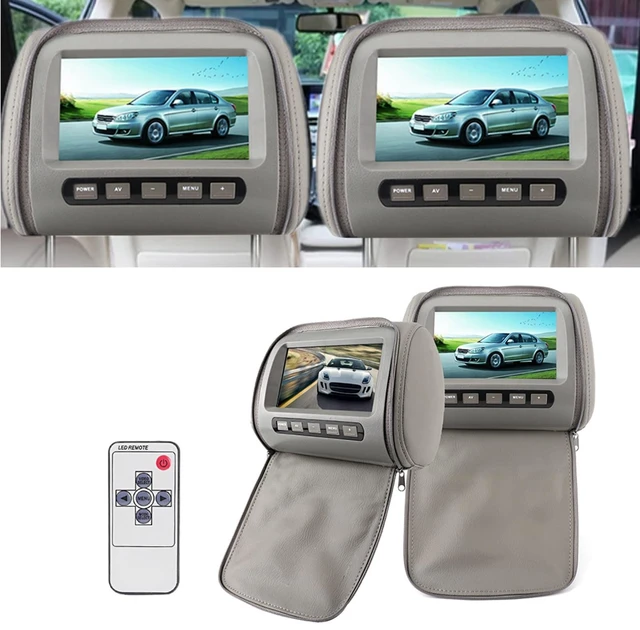 Alt view image 4 of 5 - Natudeco 2pcs 7in HD Car Headrest LCD Video Player DVD Monitor Display with Zipper Closure Cover Remote Control MP5 Display Gray