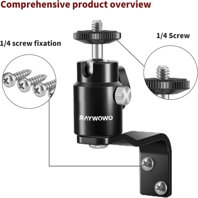 Alt view image 4 of 5 - Raywowo E-Shape Camera Wall Mount with 1/4" Screw and 5/8" Stud, 2-Pack