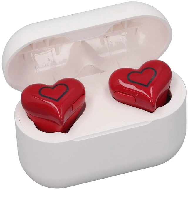 Main image of Erchineko Heart Shaped Wireless Earbuds, Bluetooth 5.3 Headphones with 6 Colors Gradient Light and USB C Charging Case, with Wireless Charging for Sports Workouts and Travel (Red)