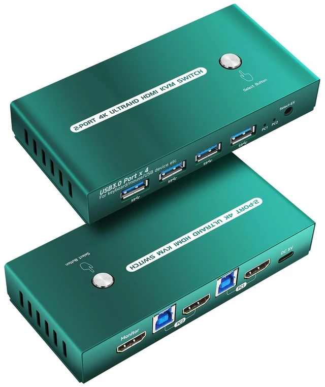 Main image of kvm Switch 1 Monitor 2 Computers hdmi 4k 60hz hdmi kvm Switch 1 Monitors 2 Computers 4k 60hz