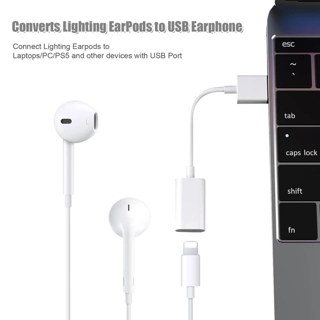 Alt view image 3 of 4 - Fidioto USB Male to Lightning Female Audio Adapter Cable, USB to Lightning Adapter Converter Support Volume Control Mic Compatible with MacBook Computer PC Headphone,Earphones, Earbuds, and More