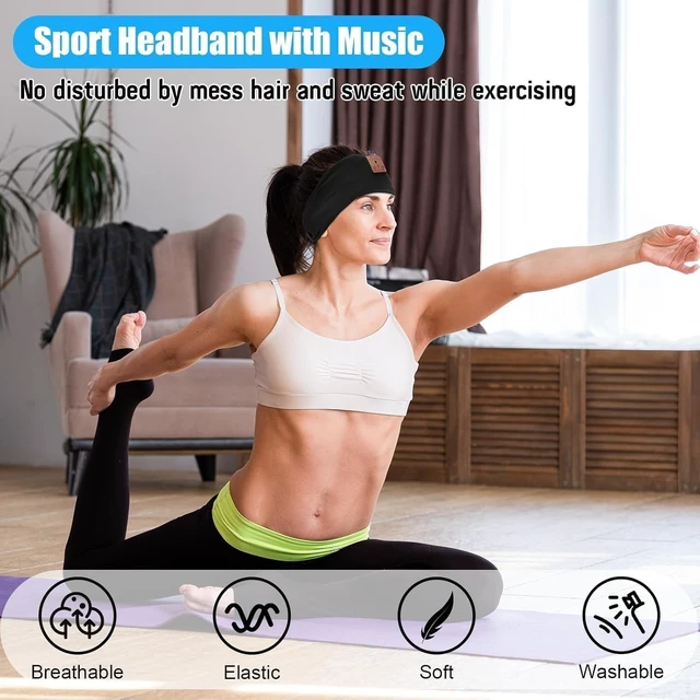 Alt view image 4 of 5 - BULYPAZY 2-Pack Sleep Headphones Bluetooth Headband, Headband Headphones with Ultra-Thin Speakers, Sleeping Headphones for Side Sleepers, Running, Insomniac, Travel, MeditationBlack&Grey