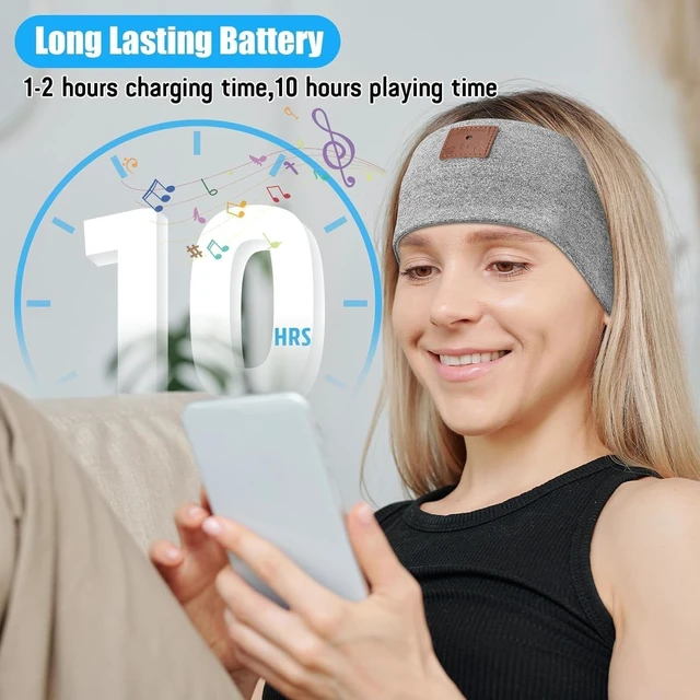 Alt view image 5 of 5 - BULYPAZY 2-Pack Sleep Headphones Bluetooth Headband, Headband Headphones with Ultra-Thin Speakers, Sleeping Headphones for Side Sleepers, Running, Insomniac, Travel, MeditationBlack&Grey