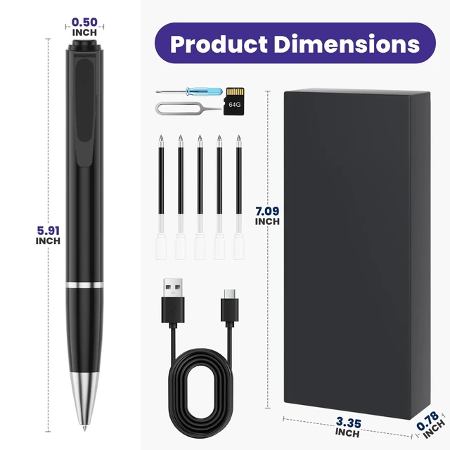Alt view image 5 of 5 - NSyrfo 1080P Mini Camera Spy Pen with 64GB