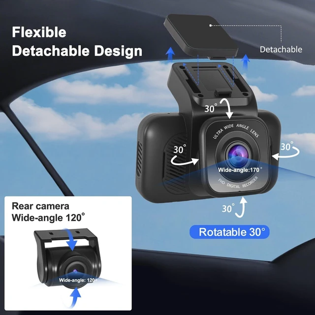 Alt view image 3 of 5 - Kymvibt Dash Cam Front and Rear, 4K Dash Camera for Cars, Dual Dashcam with Hardwire Kit, 3" Screen Car Camera, 64GB Card Included, Night Vision, 24 Hours Parking Monitor, G-Sensor, Support 256 GB Max