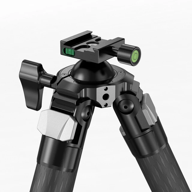 Alt view image 2 of 5 - Carbon Fiber Djustable Shooting Tripod with Bubble Level,360 Degree BallHead,with Arca Swiss Quick Release Plateand Hands-Free Operation for Hunting,Shooting,and Outdoors