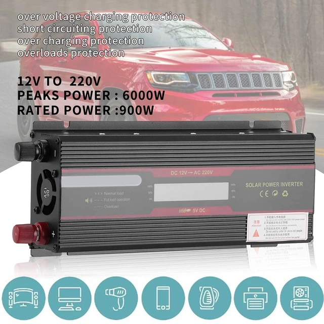 Alt view image 5 of 5 - Gorgeri Car Inverter DC12V to AC220V 6000W Auto Modified Power Converter