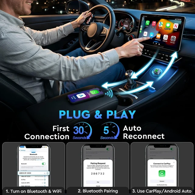 Alt view image 4 of 5 - ELRINA Ultra Mini Android Auto & Carplay Wireless Adapter