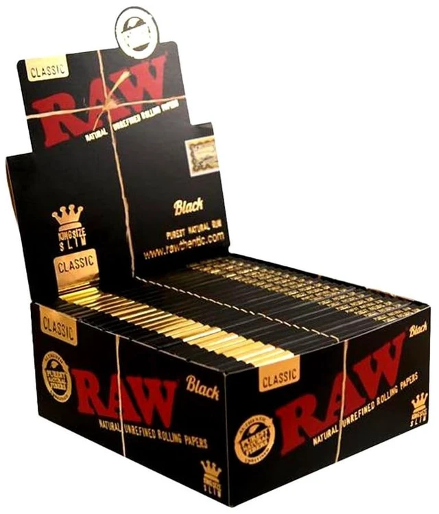 Main image of RAW Black King Size Slim Classic Ultra Thin 50 Booklets of 32 Sheets, 4.65 x 4.49 x 1.97