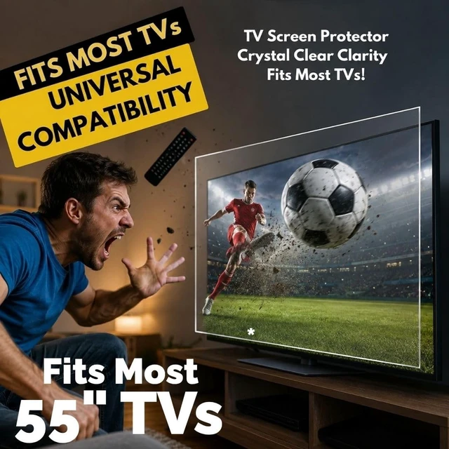 Alt view image 4 of 5 - 55" TV Screen Protector Crystal Clear Clarity for Most TVs - TV Screen Protector Firm - Fits OLED, QLED, LED, and LCD and Most TVs - TV Screen Protection Shield - Fits most TVs