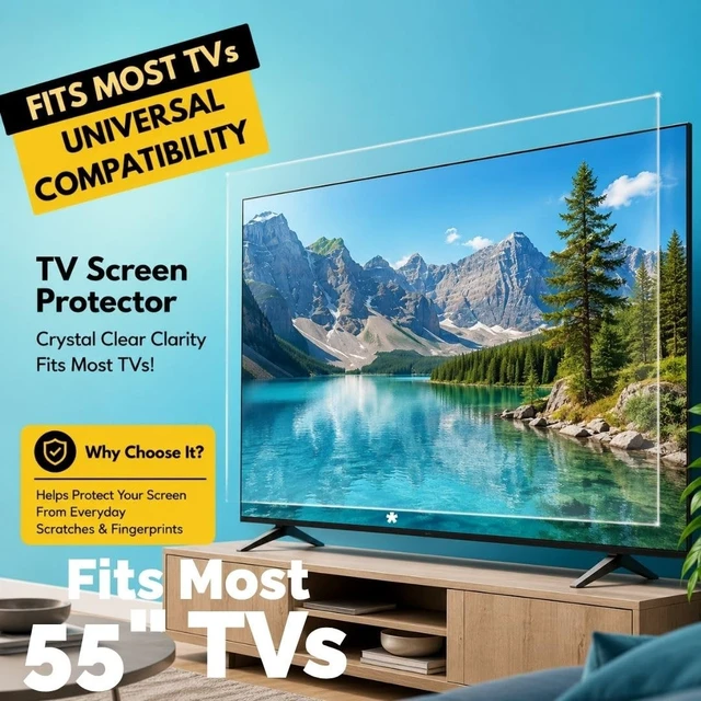 Alt view image 5 of 5 - 55" TV Screen Protector Crystal Clear Clarity for Most TVs - TV Screen Protector Firm - Fits OLED, QLED, LED, and LCD and Most TVs - TV Screen Protection Shield - Fits most TVs