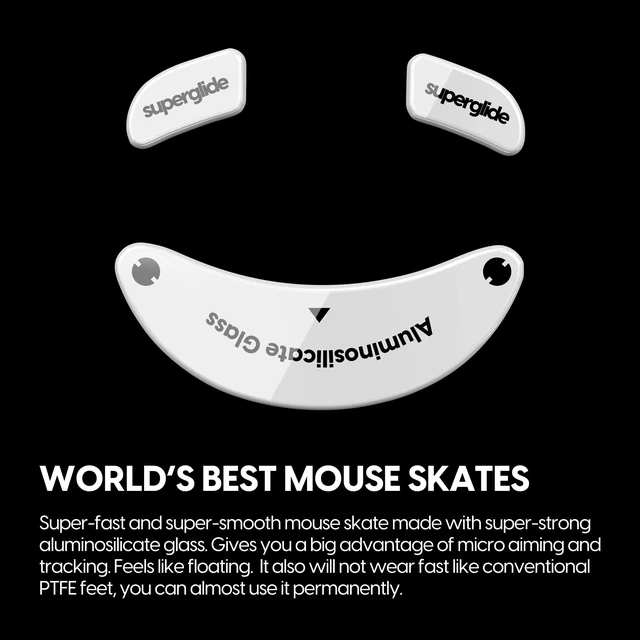 Alt view image 2 of 5 - Pulsar Gaming Gears Superglide - Fastest and Smoothest Mouse Feet/Skates Made with Ultra Strong Flawless Glass Super Fast Smooth and Durable Sole for G-Wolves Hati-S Wireless