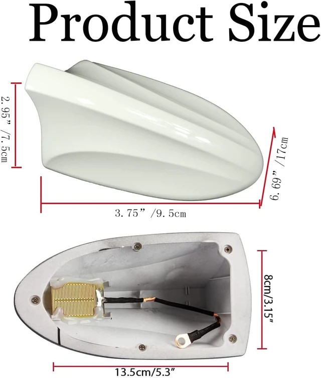 Alt view image 5 of 5 - Takilma Shark Fin Antenna White Roof Shark Fin Antenna Cover