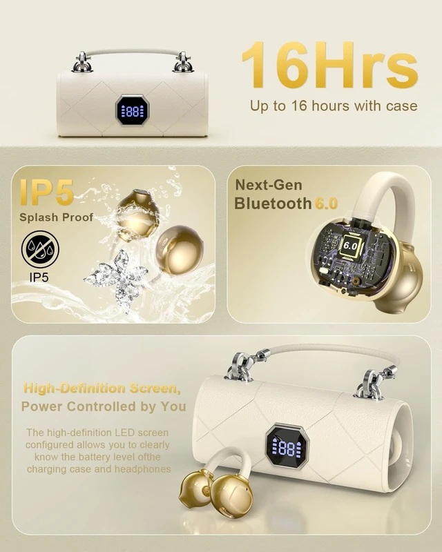 Alt view image 2 of 5 - Alfu Clip On Earbuds with Detachable Butterfly Earrings, Open Ear Earbuds