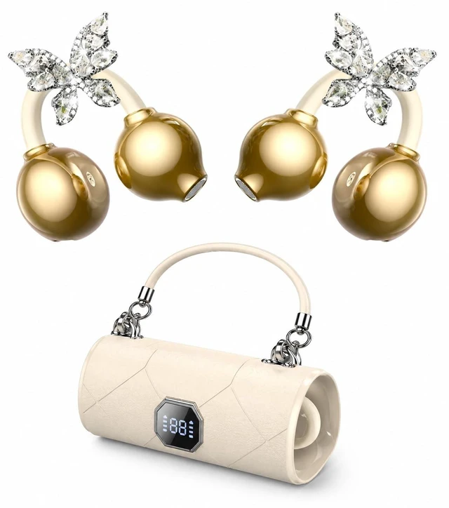 Main image of Alfu Clip On Earbuds with Detachable Butterfly Earrings, Open Ear Earbuds