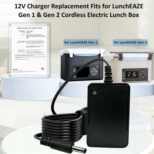 Alt view image 2 of 5 - 12V Power Adapter Fit for LunchEAZE Gen 1 & Gen 2 Heated Electric Lunch Box
