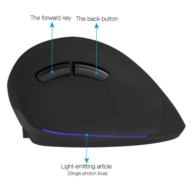 Alt view image 3 of 5 - DIGISKYJOY Ergonomic Vertical Wireless Rechargeable Mouse, 2.4GHz, 800/1200/1600 DPI, 6 Buttons, Pinky Finger Rest, 123mm x 90mm x 72mm, Black