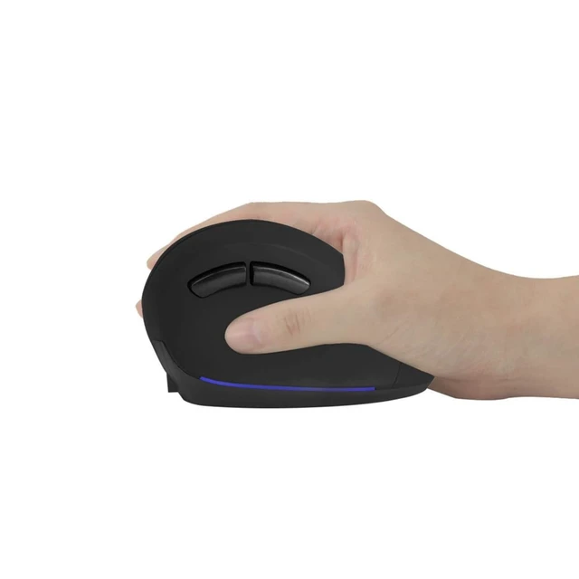 Alt view image 4 of 5 - DIGISKYJOY Ergonomic Vertical Wireless Rechargeable Mouse, 2.4GHz, 800/1200/1600 DPI, 6 Buttons, Pinky Finger Rest, 123mm x 90mm x 72mm, Black