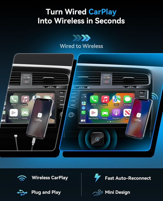 Alt view image 2 of 5 - Wireless CarPlay Adapter 2 in 1 2026 Upgraded for Factory Wired carplay