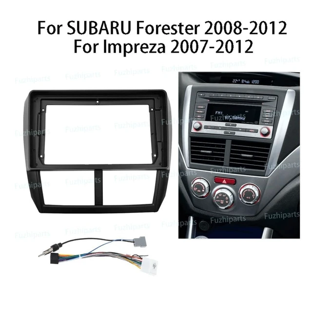 Alt view image 2 of 5 - 9'' Car Dash Radio Stereo Frame Fascia Bezel W/Radio Power Harness Cable for Subaru Forester Impreza 2007~2012 Mount Trim Panel