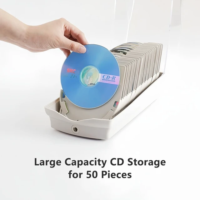 Alt view image 2 of 5 - NETTIA CD/BD/DVD Storage Box with Moisture Protection, Lockable - Holds 50 CDs, Great for Home and Office Use - 9.6'' x 5.5'' x 5.2,Grey
