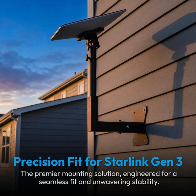 Alt view image 5 of 5 - Starlink Gen 3 Mount Heavy Duty Pole Mount for Starlink Gen 3 Standard Kit, Wall Mount, Pipe Adapter & Antenna Mount Complete Starlink Mounting Kit for Pole, Wall, & Ground